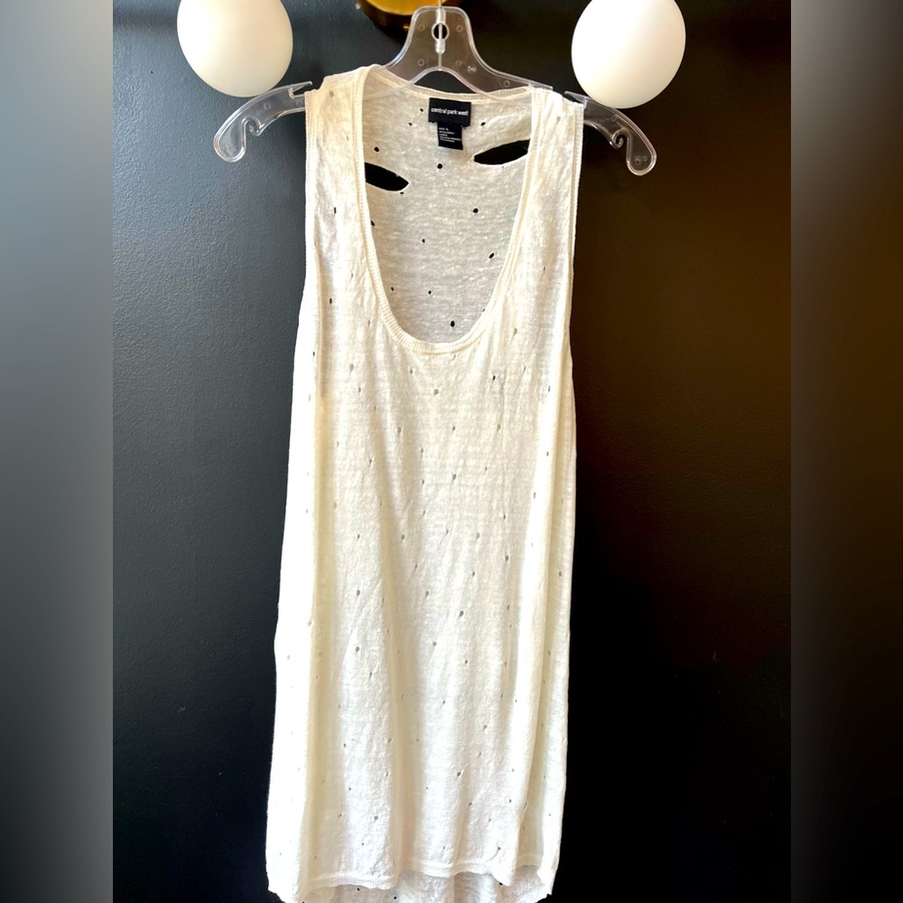Linen distressed tank top